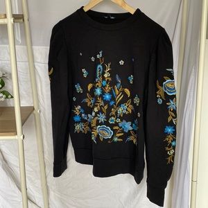 Drew Black Crewneck with embroidery detailing